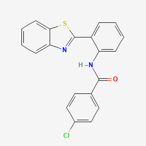 molecular formula C20H13ClN2OS B2837128 N-[2-(1,3-benzothiazol-2-yl)phenyl]-4-chlorobenzamide CAS No. 312925-67-0