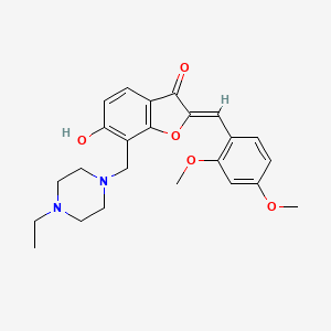 molecular formula C24H28N2O5 B2837129 (Z)-2-(2,4-dimethoxybenzylidene)-7-((4-ethylpiperazin-1-yl)methyl)-6-hydroxybenzofuran-3(2H)-one CAS No. 869078-65-9