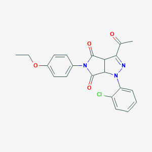 molecular formula C21H18ClN3O4 B283713 3-acetyl-1-(2-chlorophenyl)-5-(4-ethoxyphenyl)-3a,6a-dihydropyrrolo[3,4-c]pyrazole-4,6(1H,5H)-dione 