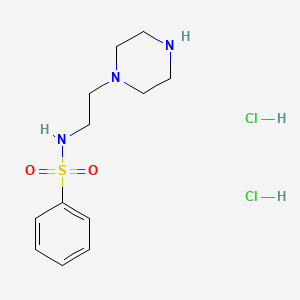 molecular formula C12H21Cl2N3O2S B2837134 N-[2-(piperazin-1-yl)ethyl]benzenesulfonamide dihydrochloride CAS No. 1832497-73-0