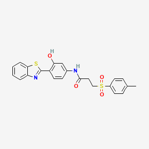molecular formula C23H20N2O4S2 B2837143 N-(4-(benzo[d]thiazol-2-yl)-3-hydroxyphenyl)-3-tosylpropanamide CAS No. 898414-32-9