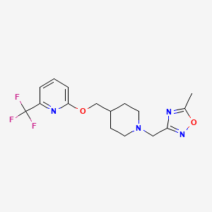 molecular formula C16H19F3N4O2 B2837145 2-({1-[(5-甲基-1,2,4-噁二唑-3-基)甲基]哌啶-4-基}甲氧基)-6-(三氟甲基)吡啶 CAS No. 2201246-27-5