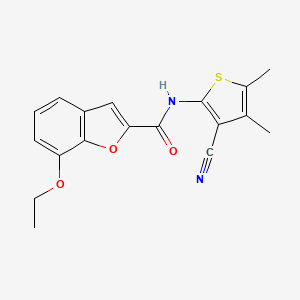 molecular formula C18H16N2O3S B2837156 N-(3-氰-4,5-二甲基噻吩-2-基)-7-乙氧基苯并呋喃-2-甲酰胺 CAS No. 921784-85-2