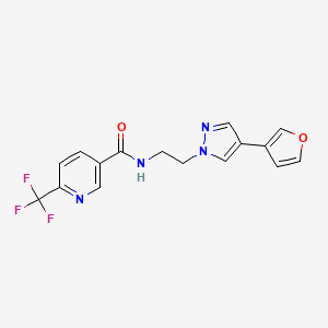 molecular formula C16H13F3N4O2 B2837158 N-(2-(4-(furan-3-yl)-1H-pyrazol-1-yl)ethyl)-6-(trifluoromethyl)nicotinamide CAS No. 2034291-69-3