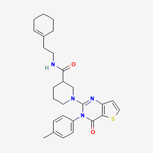 molecular formula C27H32N4O2S B2837175 2-(4-(2,3-二甲基苯基)哌嗪-1-基)-3-[(2-氧代-2-哌啶-1-基乙基)硫代]吡嘧啶 CAS No. 1189970-19-1