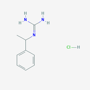 molecular formula C9H14ClN3 B2837195 N-(1-Phenylethyl)guanidine hydrochloride CAS No. 14317-41-0; 532-57-0; 7586-43-8