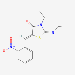molecular formula C14H15N3O3S B2837196 (2Z,5Z)-3-ethyl-2-(ethylimino)-5-(2-nitrobenzylidene)thiazolidin-4-one CAS No. 868142-80-7