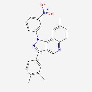 molecular formula C25H20N4O2 B2837202 3-(3,4-dimethylphenyl)-8-methyl-1-(3-nitrophenyl)-1H-pyrazolo[4,3-c]quinoline CAS No. 901004-55-5