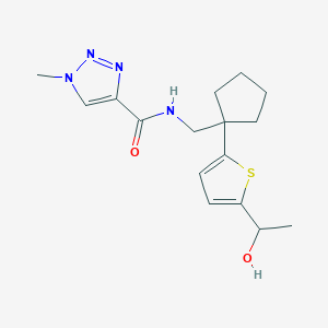 molecular formula C16H22N4O2S B2837210 N-((1-(5-(1-羟乙基)噻吩-2-基)环戊基甲基)-1-甲基-1H-1,2,3-三唑-4-羧酰胺 CAS No. 2034343-66-1