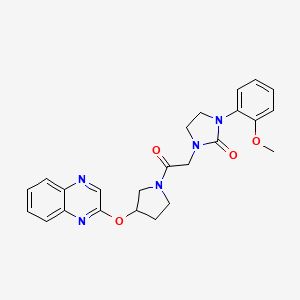 molecular formula C24H25N5O4 B2837213 1-(2-Methoxyphenyl)-3-(2-oxo-2-(3-(quinoxalin-2-yloxy)pyrrolidin-1-yl)ethyl)imidazolidin-2-one CAS No. 2194907-74-7