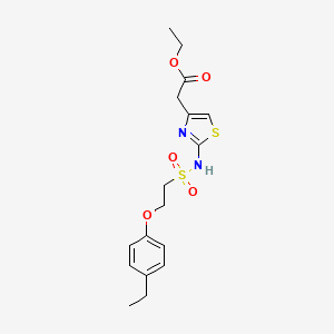 molecular formula C17H22N2O5S2 B2837216 乙酸2-(2-(2-(4-乙基苯氧基)乙基磺酰氨基)噻唑-4-基)酯 CAS No. 1351655-05-4