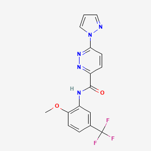 molecular formula C16H12F3N5O2 B2837218 N-(2-methoxy-5-(trifluoromethyl)phenyl)-6-(1H-pyrazol-1-yl)pyridazine-3-carboxamide CAS No. 1351646-96-2