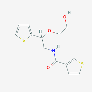 molecular formula C13H15NO3S2 B2837226 N-(2-(2-hydroxyethoxy)-2-(thiophen-2-yl)ethyl)thiophene-3-carboxamide CAS No. 2034312-77-9