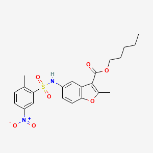 molecular formula C22H24N2O7S B2837228 Pentyl 2-methyl-5-(2-methyl-5-nitrophenylsulfonamido)benzofuran-3-carboxylate CAS No. 518331-00-5