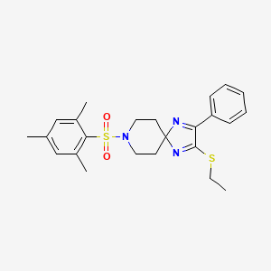 molecular formula C24H29N3O2S2 B2837234 2-(Ethylthio)-8-(mesitylsulfonyl)-3-phenyl-1,4,8-triazaspiro[4.5]deca-1,3-diene CAS No. 932339-94-1