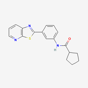 molecular formula C18H17N3OS B2837242 N-(3-(thiazolo[5,4-b]pyridin-2-yl)phenyl)cyclopentanecarboxamide CAS No. 863589-31-5