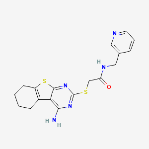 molecular formula C18H19N5OS2 B2837244 2-[(4-amino-5,6,7,8-tetrahydro[1]benzothieno[2,3-d]pyrimidin-2-yl)sulfanyl]-N-(pyridin-3-ylmethyl)acetamide CAS No. 385787-89-3
