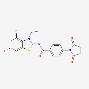 4-(2,5-dioxopyrrolidin-1-yl)-N-(3-ethyl-4,6-difluoro-1,3-benzothiazol-2-ylidene)benzamide