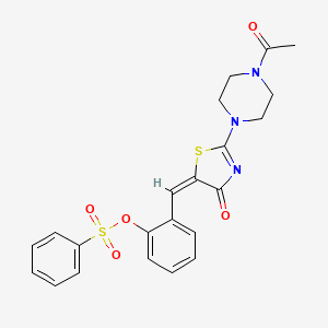 (E)-2-((2-(4-acetylpiperazin-1-yl)-4-oxothiazol-5(4H)-ylidene)methyl)phenyl benzenesulfonate