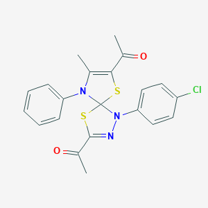 1-[3-Acetyl-1-(4-chlorophenyl)-8-methyl-9-phenyl-4,6-dithia-1,2,9-triazaspiro[4.4]nona-2,7-dien-7-yl]ethanone