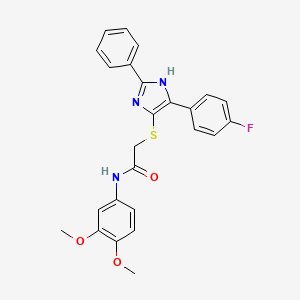 N-(3,4-dimethoxyphenyl)-2-{[5-(4-fluorophenyl)-2-phenyl-1H-imidazol-4-yl]sulfanyl}acetamide