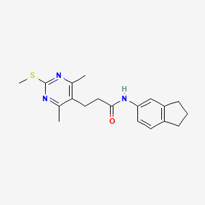 N-(2,3-dihydro-1H-inden-5-yl)-3-(4,6-dimethyl-2-methylsulfanylpyrimidin-5-yl)propanamide