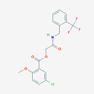 molecular formula C18H15ClF3NO4 B2837289 ({[2-(Trifluoromethyl)phenyl]methyl}carbamoyl)methyl 5-chloro-2-methoxybenzoate CAS No. 1794785-93-5