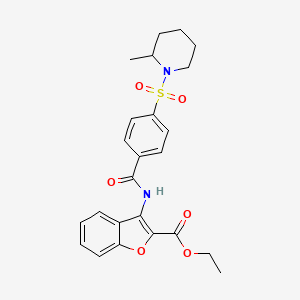 molecular formula C24H26N2O6S B2837301 Ethyl 3-(4-((2-methylpiperidin-1-yl)sulfonyl)benzamido)benzofuran-2-carboxylate CAS No. 500149-77-9
