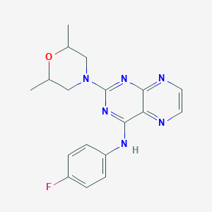 B2837312 [2-(2,6-Dimethylmorpholin-4-yl)pteridin-4-yl](4-fluorophenyl)amine CAS No. 946343-81-3