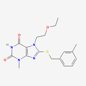 molecular formula C18H22N4O3S B2837326 7-(2-乙氧基乙基)-3-甲基-8-((3-甲基苯基)硫)-1H-嘌呤-2,6(3H,7H)-二酮 CAS No. 442864-55-3