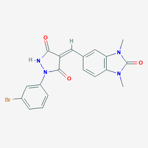 molecular formula C19H15BrN4O3 B283733 1-(3-bromophenyl)-4-[(1,3-dimethyl-2-oxo-2,3-dihydro-1H-benzimidazol-5-yl)methylene]-3,5-pyrazolidinedione 