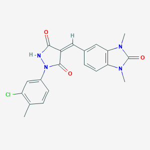 molecular formula C20H17ClN4O3 B283734 1-(3-chloro-4-methylphenyl)-4-[(1,3-dimethyl-2-oxo-2,3-dihydro-1H-benzimidazol-5-yl)methylene]-3,5-pyrazolidinedione 