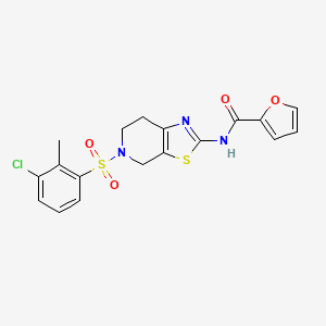 molecular formula C18H16ClN3O4S2 B2837342 N-(5-((3-chloro-2-methylphenyl)sulfonyl)-4,5,6,7-tetrahydrothiazolo[5,4-c]pyridin-2-yl)furan-2-carboxamide CAS No. 1351604-79-9