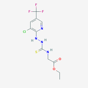molecular formula C11H12ClF3N4O2S B2837343 乙酸2-[({2-[3-氯-5-(三氟甲基)-2-吡啶基]肼基}羧硫基)氨基]酯 CAS No. 321433-74-3
