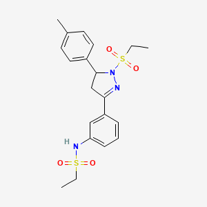 molecular formula C20H25N3O4S2 B2837349 N-(3-(1-(ethylsulfonyl)-5-(p-tolyl)-4,5-dihydro-1H-pyrazol-3-yl)phenyl)ethanesulfonamide CAS No. 851782-64-4