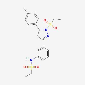 molecular formula C20H25N3O4S2 B2837349 N-(3-(1-(乙基磺酰)-5-(对甲苯基)-4,5-二氢-1H-吡唑-3-基)苯基)乙烷磺酰胺 CAS No. 851782-64-4