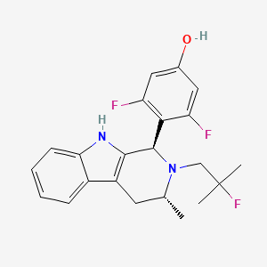 molecular formula C22H23F3N2O B2837353 3,5-difluoro-4-((1R,3R)-2-(2-fluoro-2-methylpropyl)-3-methyl-2,3,4,9-tetrahydro-1H-pyrido[3,4-b]indol-1-yl)phenol CAS No. 2173404-70-9