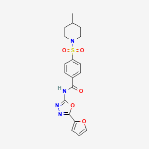 molecular formula C19H20N4O5S B2837363 N-(5-(呋喃-2-基)-1,3,4-噁二唑-2-基)-4-((4-甲基哌啶-1-基)磺酰)苯甲酰胺 CAS No. 905679-81-4