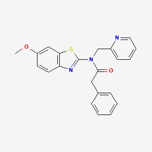 molecular formula C22H19N3O2S B2837369 N-(6-甲氧苯并[d]噻唑-2-基)-2-苯基-N-(吡啶-2-基甲基)乙酰胺 CAS No. 899735-73-0