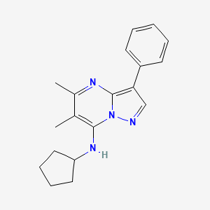 molecular formula C19H22N4 B2837373 N-cyclopentyl-5,6-dimethyl-3-phenylpyrazolo[1,5-a]pyrimidin-7-amine CAS No. 890617-91-1