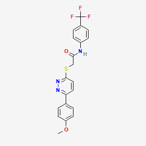 molecular formula C20H16F3N3O2S B2837374 2-((6-(4-methoxyphenyl)pyridazin-3-yl)thio)-N-(4-(trifluoromethyl)phenyl)acetamide CAS No. 896053-46-6