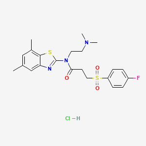 N-(2-(dimethylamino)ethyl)-N-(5,7-dimethylbenzo[d]thiazol-2-yl)-3-((4-fluorophenyl)sulfonyl)propanamide hydrochloride