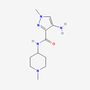 molecular formula C11H19N5O B2837382 4-amino-1-methyl-N-(1-methylpiperidin-4-yl)-1H-pyrazole-3-carboxamide CAS No. 1496287-99-0