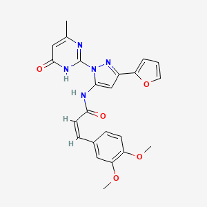 (Z)-3-(3,4-dimethoxyphenyl)-N-(3-(furan-2-yl)-1-(4-methyl-6-oxo-1,6-dihydropyrimidin-2-yl)-1H-pyrazol-5-yl)acrylamide