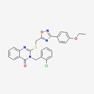 molecular formula C26H21ClN4O3S B2837390 3-(2-chlorobenzyl)-2-(((3-(4-ethoxyphenyl)-1,2,4-oxadiazol-5-yl)methyl)thio)quinazolin-4(3H)-one CAS No. 2034569-00-9