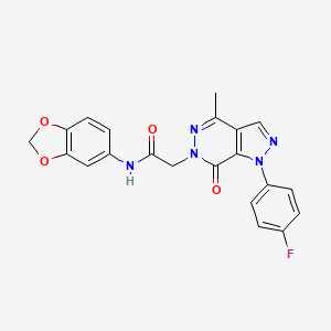 molecular formula C21H16FN5O4 B2837397 N-(2H-1,3-benzodioxol-5-yl)-2-[1-(4-fluorophenyl)-4-methyl-7-oxo-1H,6H,7H-pyrazolo[3,4-d]pyridazin-6-yl]acetamide CAS No. 941915-21-5