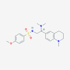 molecular formula C21H29N3O3S B2837400 N-(2-(dimethylamino)-2-(1-methyl-1,2,3,4-tetrahydroquinolin-6-yl)ethyl)-4-methoxybenzenesulfonamide CAS No. 946265-96-9