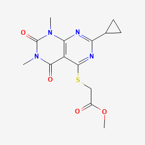 Methyl 2-((2-cyclopropyl-6,8-dimethyl-5,7-dioxo-5,6,7,8-tetrahydropyrimido[4,5-d]pyrimidin-4-yl)thio)acetate