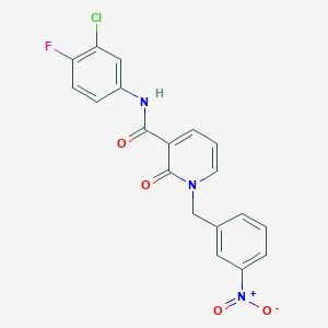 molecular formula C19H13ClFN3O4 B2837417 N-(3-chloro-4-fluorophenyl)-1-(3-nitrobenzyl)-2-oxo-1,2-dihydropyridine-3-carboxamide CAS No. 946255-32-9