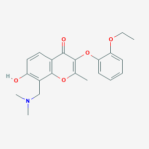 molecular formula C21H23NO5 B2837449 8-((二甲胺基)甲基)-3-(2-乙氧基苯氧基)-7-羟基-2-甲基-4H-香豆素-4-酮 CAS No. 847182-70-1